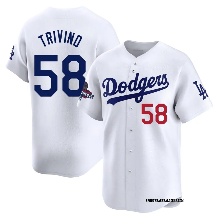 Lou Trivino Men's Los Angeles Dodgers White Limited Home 2024 World Series Champions Jersey