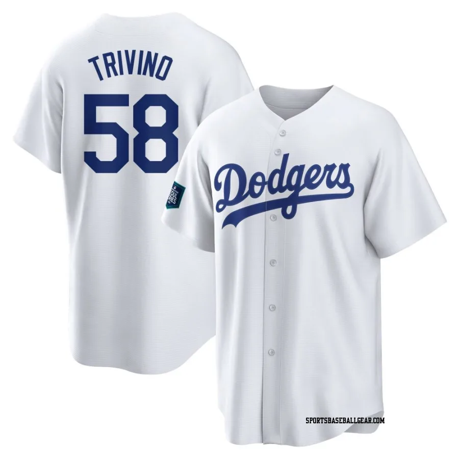 Lou Trivino Men's Los Angeles Dodgers White Replica 2024 World Tour Seoul Series Home Jersey