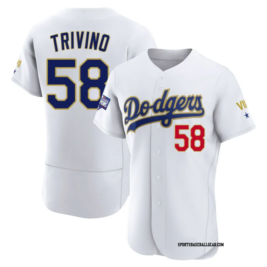 Lou Trivino Men's Los Angeles Dodgers White/Gold Authentic 2021 Gold Program Player Jersey