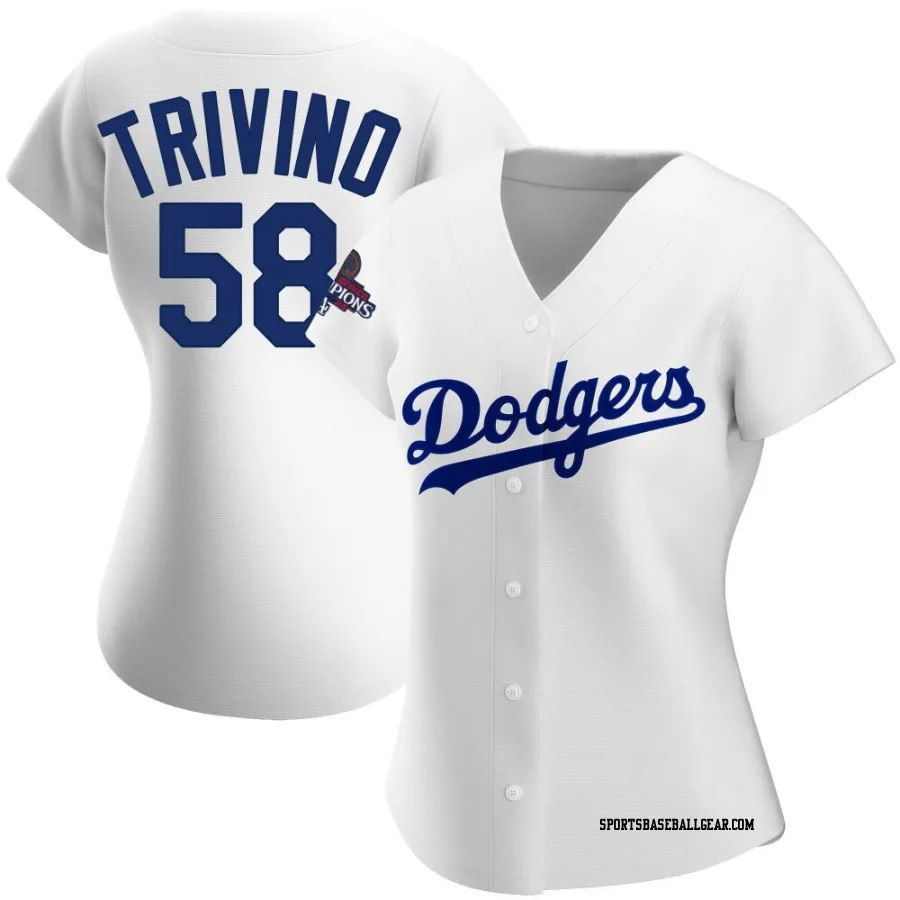 Lou Trivino Women's Los Angeles Dodgers White Replica Home 2024 World Series Champions Jersey