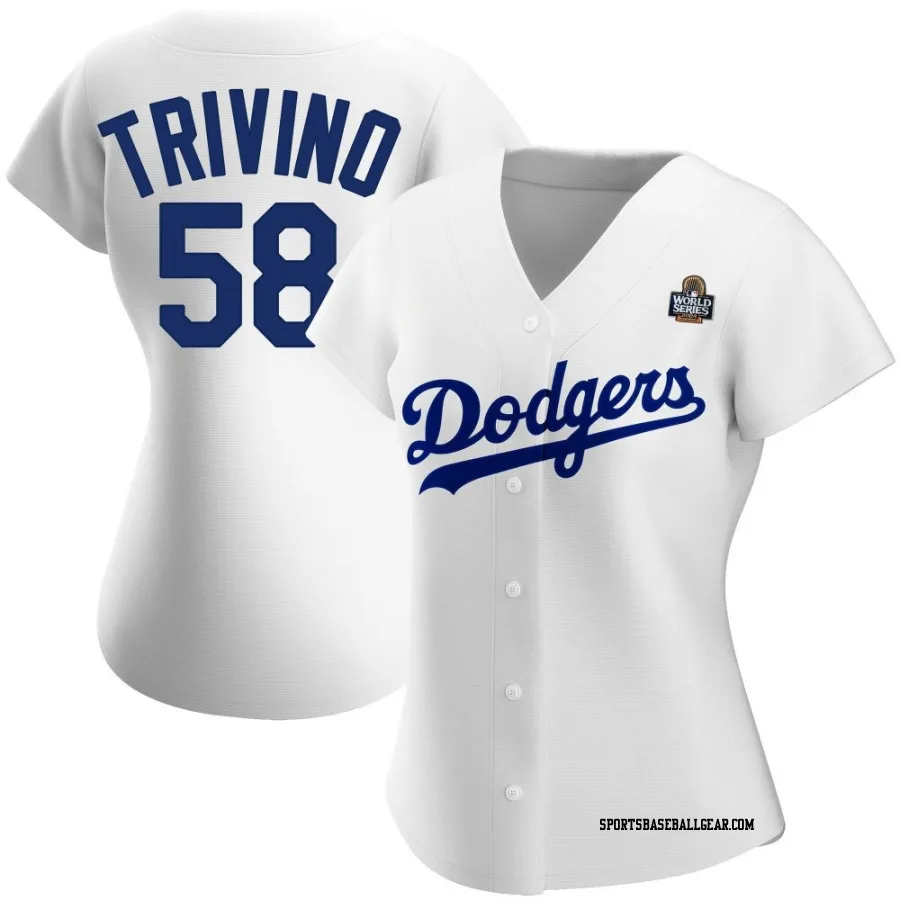 Lou Trivino Women's Los Angeles Dodgers White Replica Home 2024 World Series Jersey