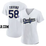 Lou Trivino Women's Los Angeles Dodgers White/Gold Replica 2021 Gold Program Player Jersey