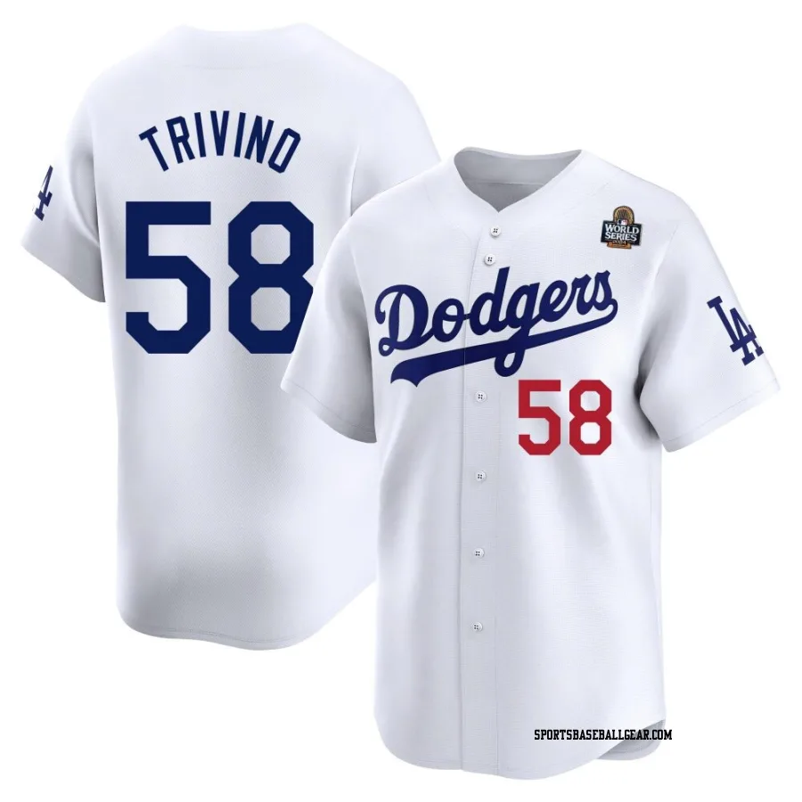 Lou Trivino Youth Los Angeles Dodgers White Limited Home 2024 World Series Jersey
