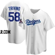 Lou Trivino Youth Los Angeles Dodgers White Replica Home 2024 World Series Champions Jersey