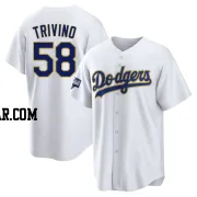 Lou Trivino Youth Los Angeles Dodgers White/Gold Replica 2021 Gold Program Player Jersey