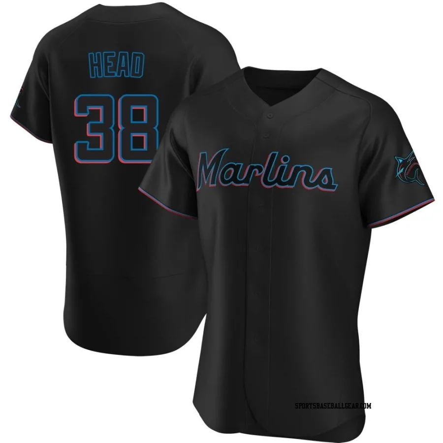 Louis Head Men's Miami Marlins Black Authentic Alternate Jersey