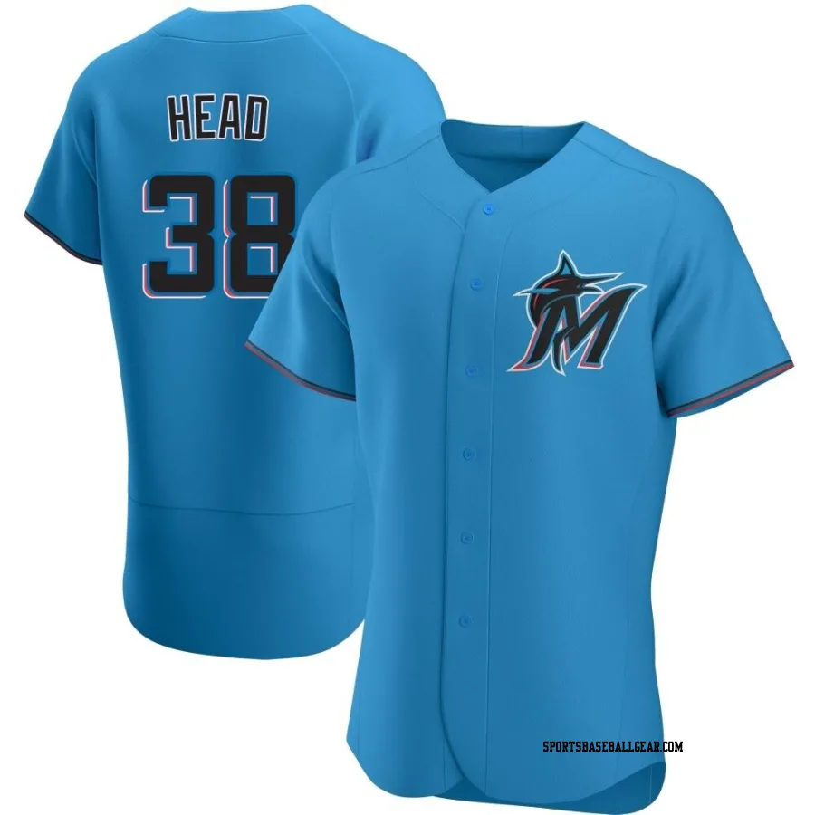 Louis Head Men's Miami Marlins Blue Authentic Alternate Jersey