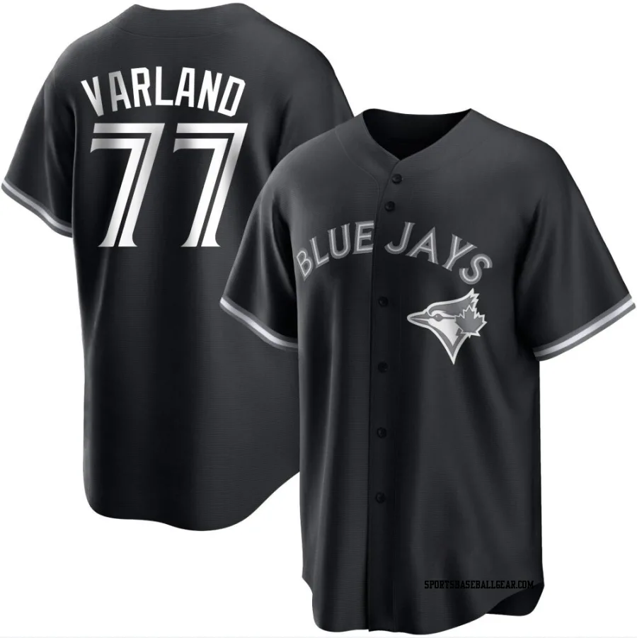 Louis Varland Men's Toronto Blue Jays Black/White Replica Jersey