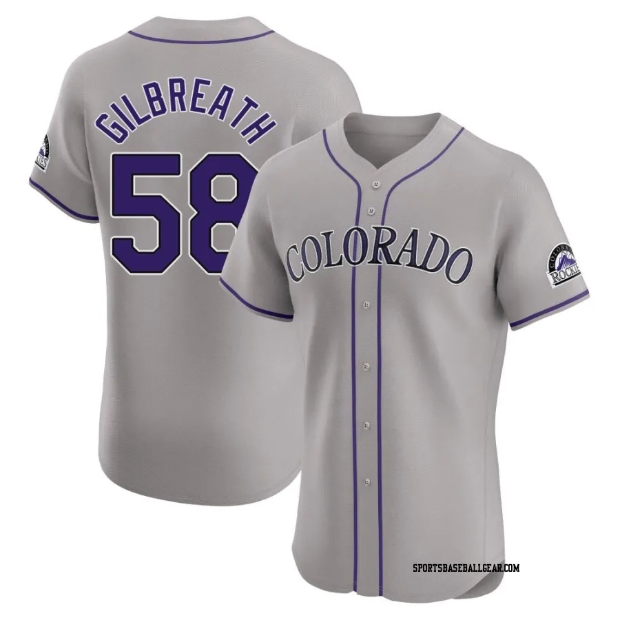 Lucas Gilbreath Men's Colorado Rockies Gray Elite Road Jersey