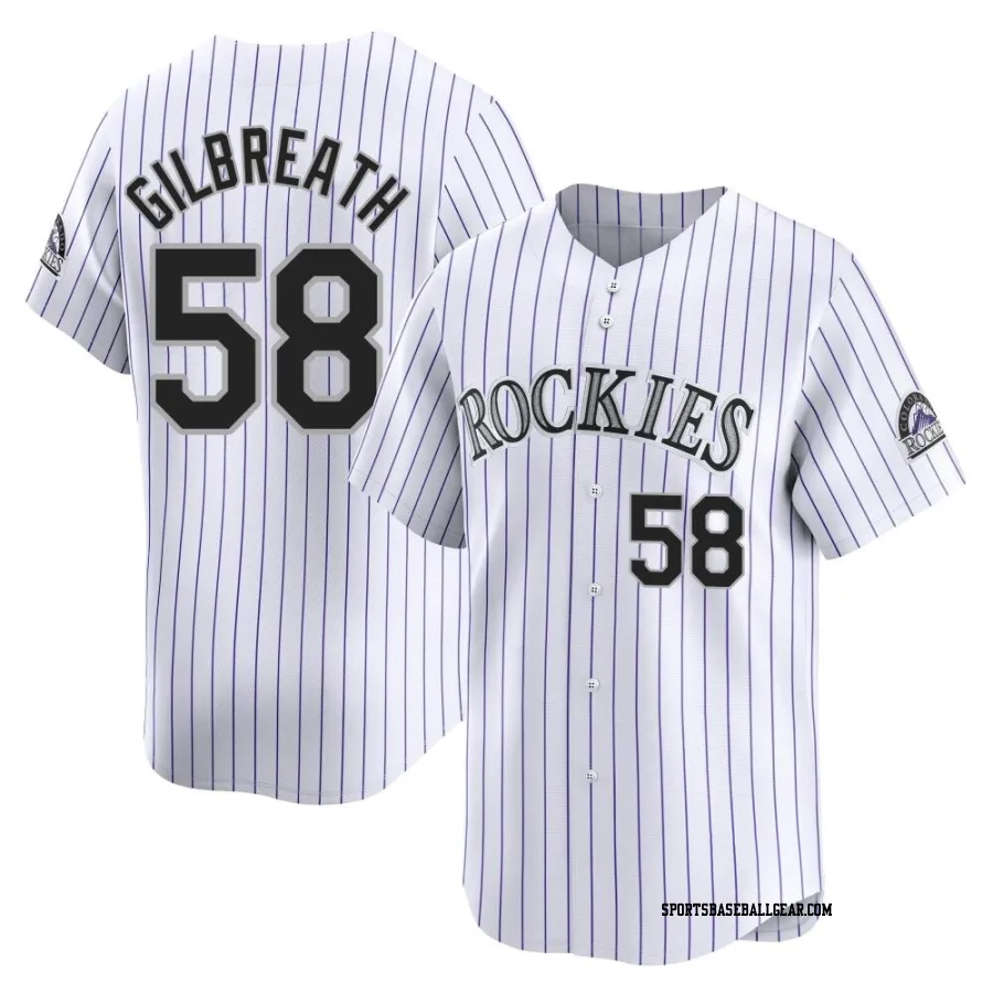 Lucas Gilbreath Men's Colorado Rockies White Limited Home Jersey