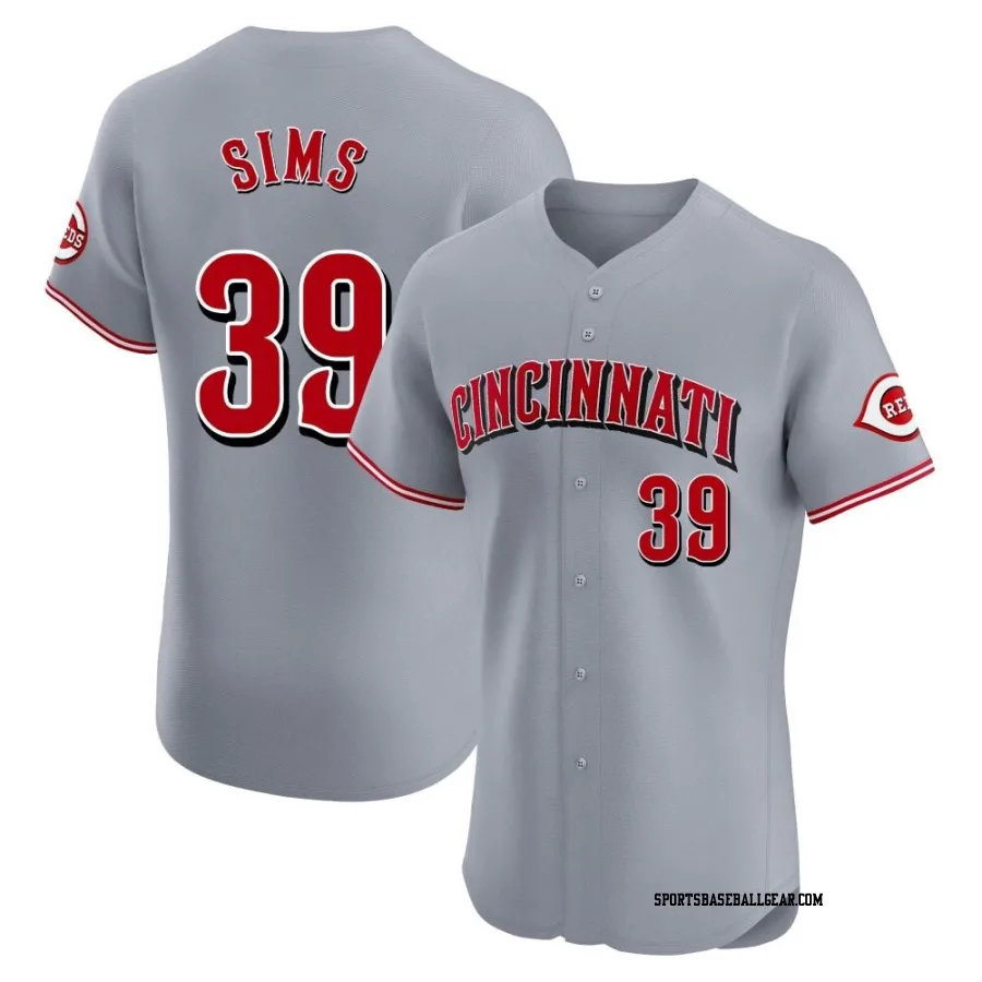 Lucas Sims Men's Cincinnati Reds Gray Elite Road Jersey