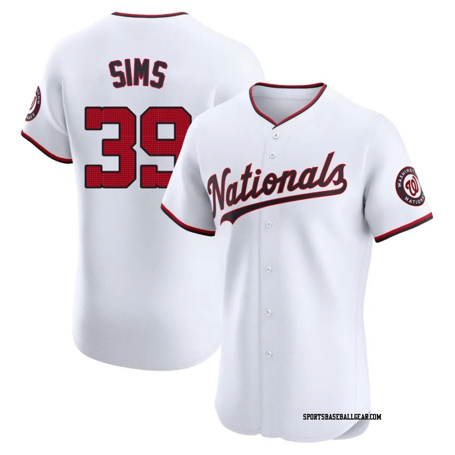 Lucas Sims Men&#039;s Washington Nationals White Elite Home Jersey