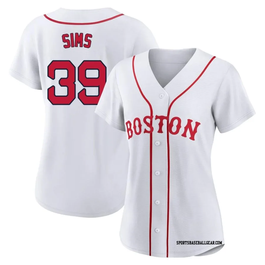 Lucas Sims Women's Boston Red Sox White Authentic 2021 Patriots' Day Jersey
