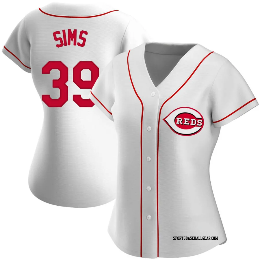 Lucas Sims Women's Cincinnati Reds White Replica Home Jersey