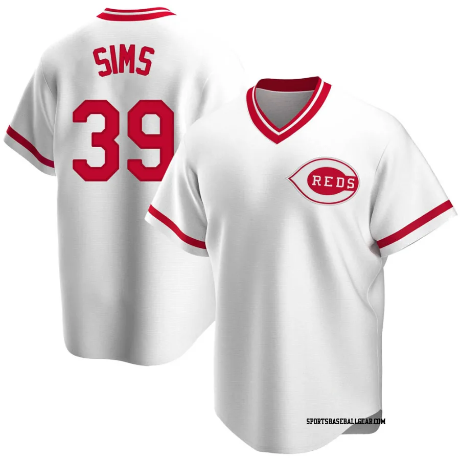 Lucas Sims Youth Cincinnati Reds White Replica Home Cooperstown Collection Jersey