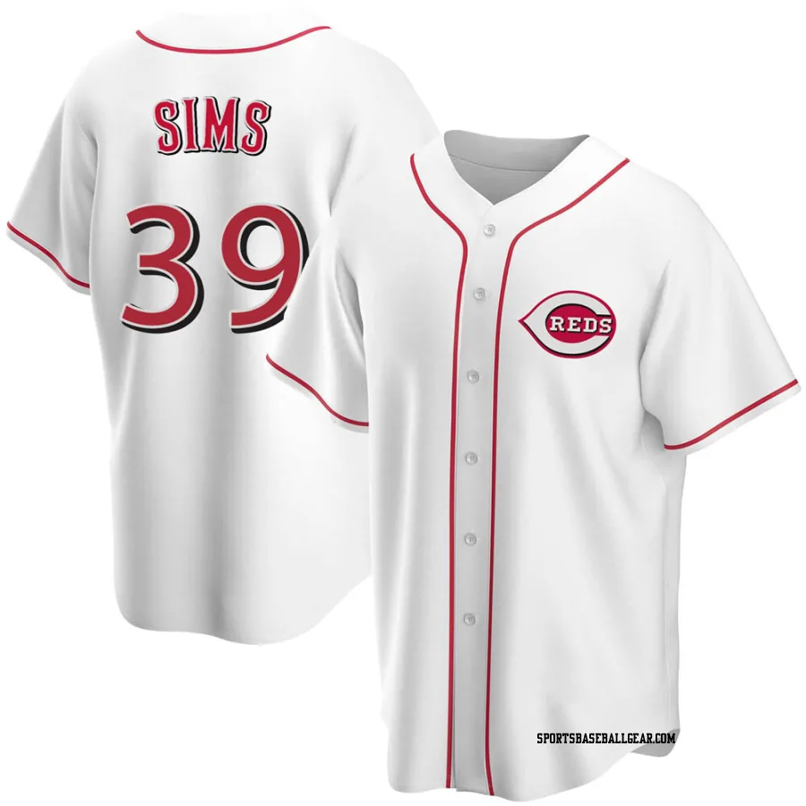 Lucas Sims Youth Cincinnati Reds White Replica Home Jersey