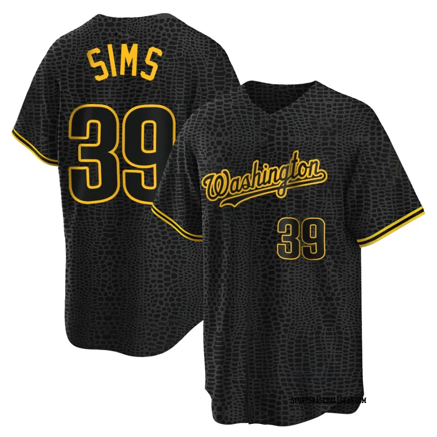 Lucas Sims Youth Washington Nationals Black Replica Snake Skin City Jersey