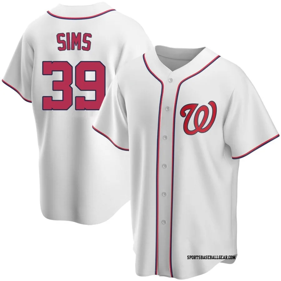 Lucas Sims Youth Washington Nationals White Replica Home Jersey