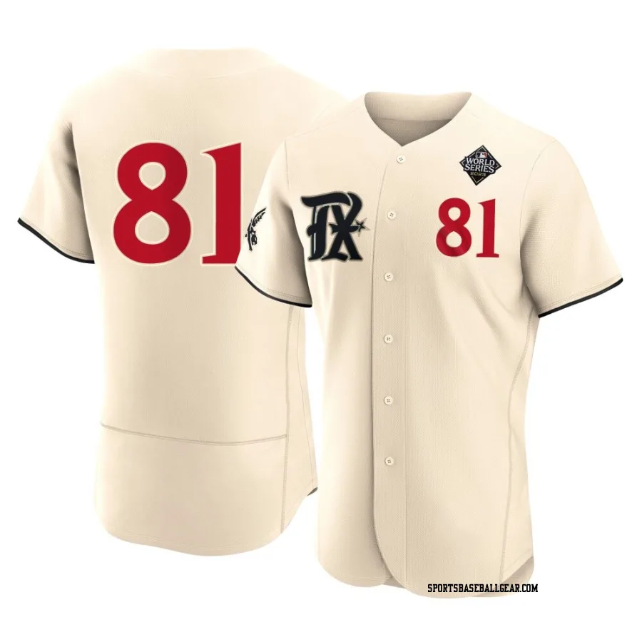 Luis Curvelo Men's Texas Rangers Cream Authentic 2023 City Connect 2023 World Series Jersey