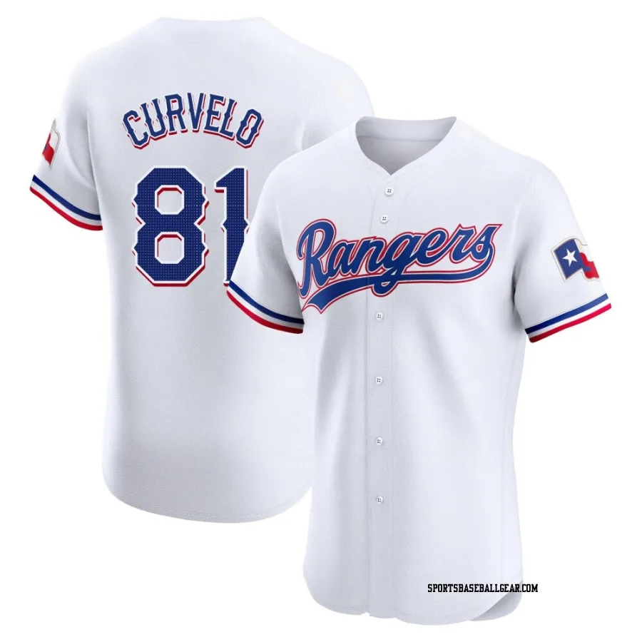 Luis Curvelo Men's Texas Rangers White Elite Home Jersey
