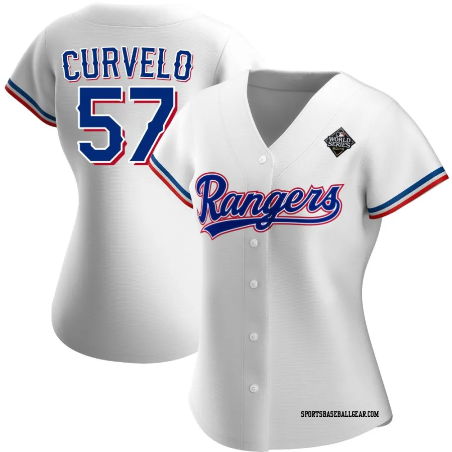Luis Curvelo Women's Texas Rangers White Replica Home 2023 World Series Jersey