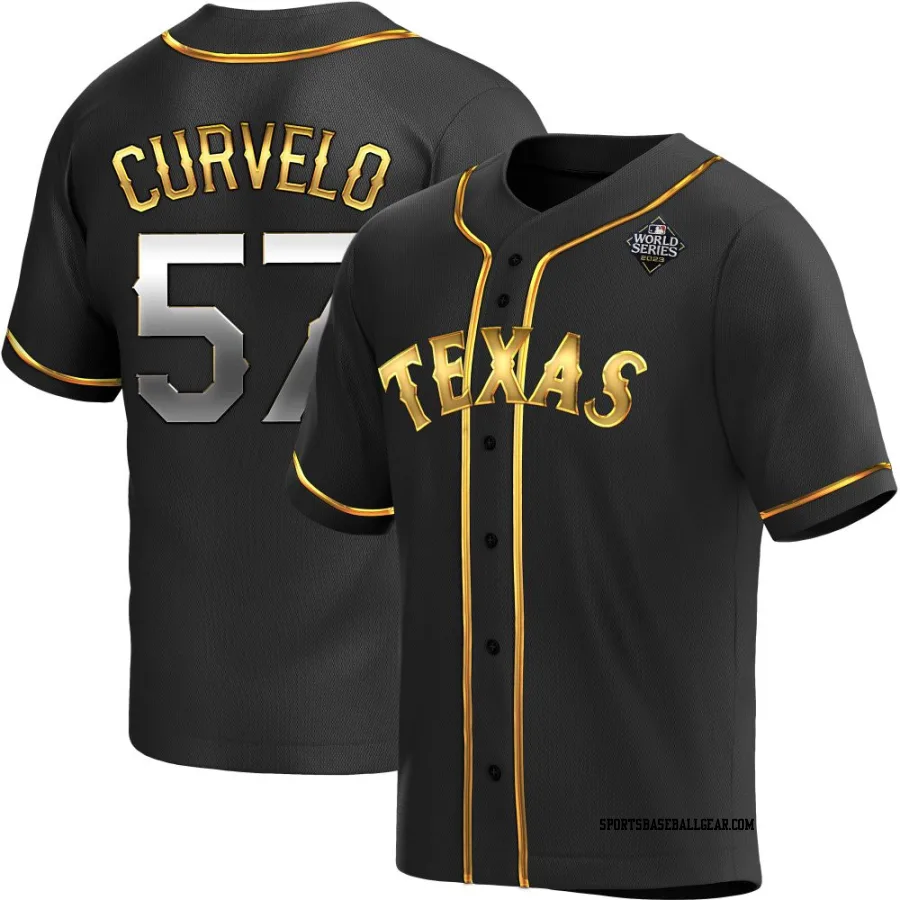 Luis Curvelo Youth Texas Rangers Black Golden Replica Alternate 2023 World Series Jersey
