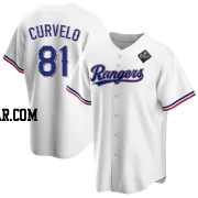 Luis Curvelo Youth Texas Rangers White Replica Home 2023 World Series Jersey