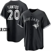 Luis De Los Santos Men's Toronto Blue Jays Black/White Replica Jersey