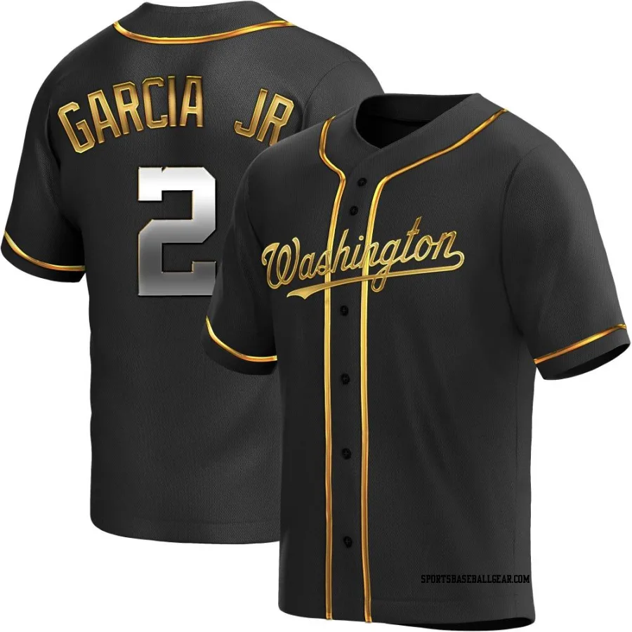 Luis Garcia Jr. Youth Washington Nationals Black Golden Replica Alternate Jersey