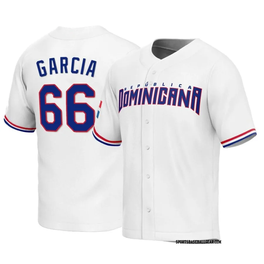 Luis Garcia Men's Dominican Republic Baseball White Replica 2023 World Baseball Classic Jersey