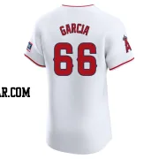 Luis Garcia Men's Los Angeles Angels White Elite Home Patch Jersey