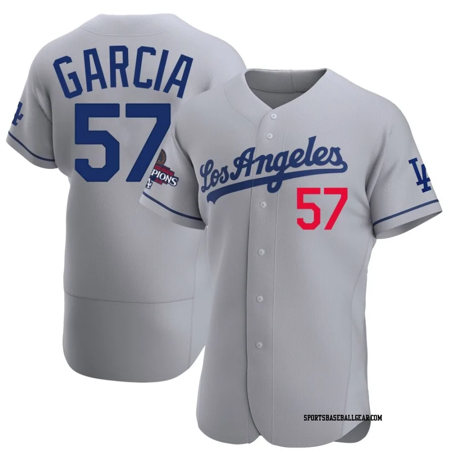 Luis Garcia Men's Los Angeles Dodgers Gray Authentic Away Official 2024 World Series Champions Jersey