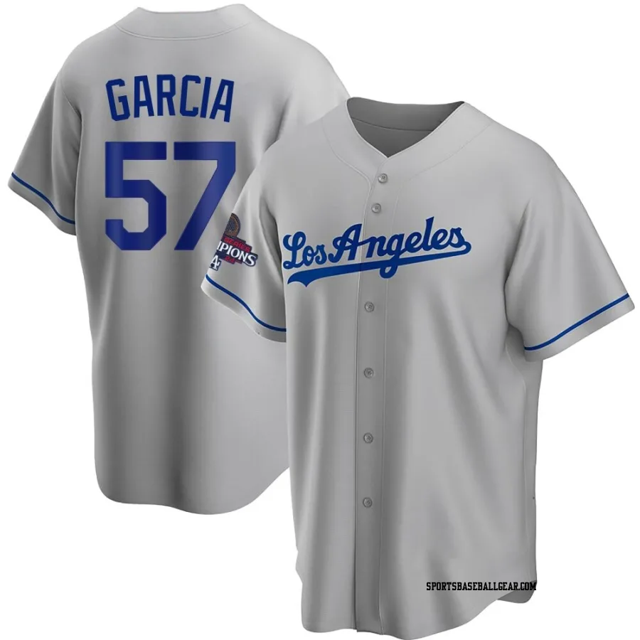 Luis Garcia Men's Los Angeles Dodgers Gray Replica Road 2024 World Series Champions Jersey