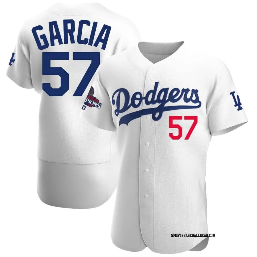 Luis Garcia Men's Los Angeles Dodgers White Authentic Home Official 2024 World Series Champions Jersey