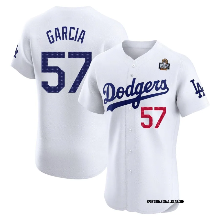 Luis Garcia Men's Los Angeles Dodgers White Elite Home 2024 World Series Jersey