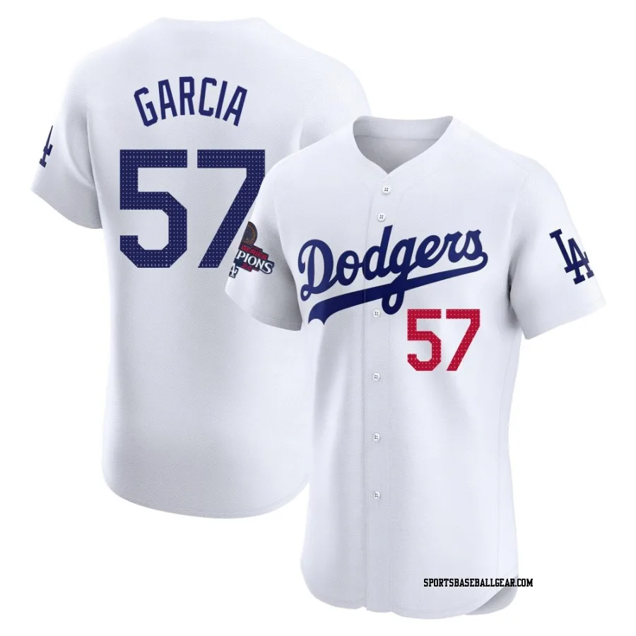 Luis Garcia Men's Los Angeles Dodgers White Elite Home World Series Champions Jersey