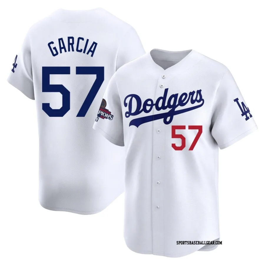 Luis Garcia Men's Los Angeles Dodgers White Limited Home 2024 World Series Champions Jersey