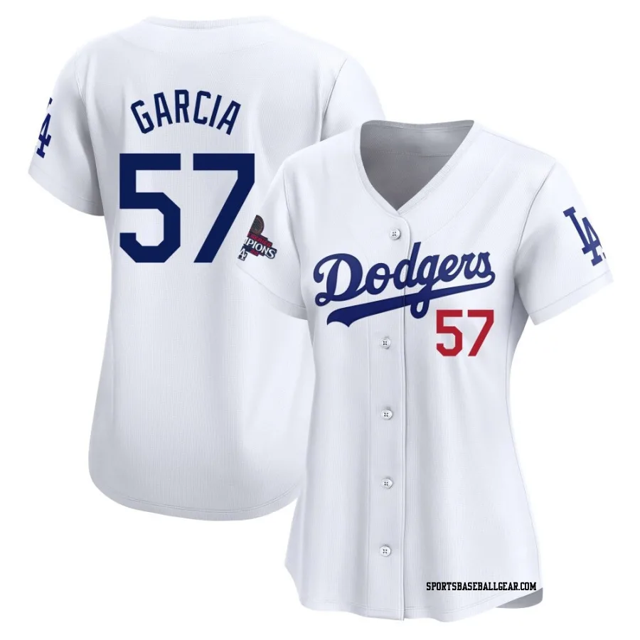 Luis Garcia Women's Los Angeles Dodgers White Limited Home 2024 World Series Champions Jersey