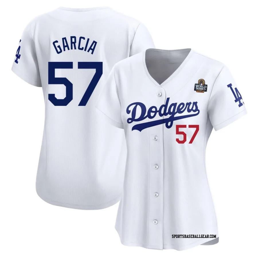 Luis Garcia Women's Los Angeles Dodgers White Limited Home 2024 World Series Jersey
