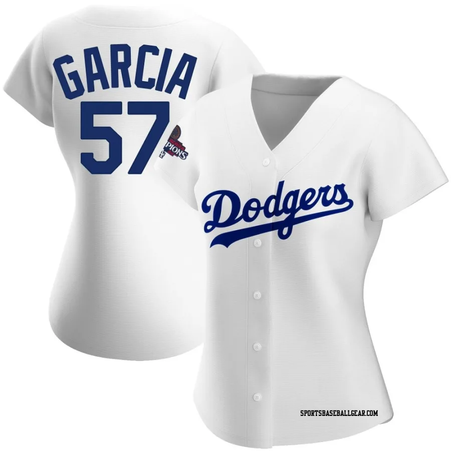 Luis Garcia Women's Los Angeles Dodgers White Replica Home 2024 World Series Champions Jersey