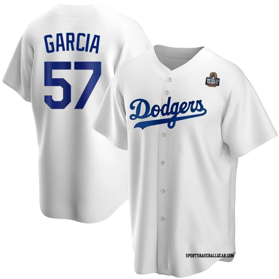 Luis Garcia Youth Los Angeles Dodgers White Replica Home 2024 World Series Jersey