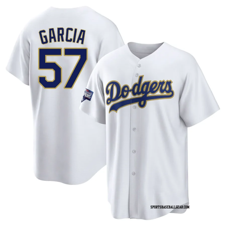 Luis Garcia Youth Los Angeles Dodgers White/Gold Replica 2021 Gold Program Player Jersey