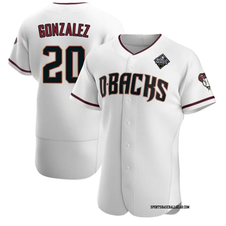Luis Gonzalez Men's Arizona Diamondbacks White Authentic Crimson Home 2023 World Series Jersey