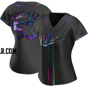 Luis Gonzalez Women's Baltimore Orioles Black Holographic Replica Alternate Jersey