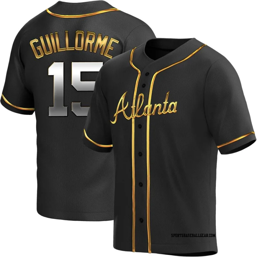 Luis Guillorme Youth Atlanta Braves Black Golden Replica Alternate Jersey