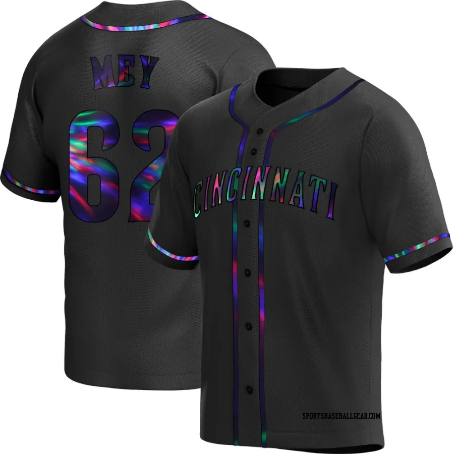 Luis Mey Men's Cincinnati Reds Black Holographic Replica Alternate Jersey