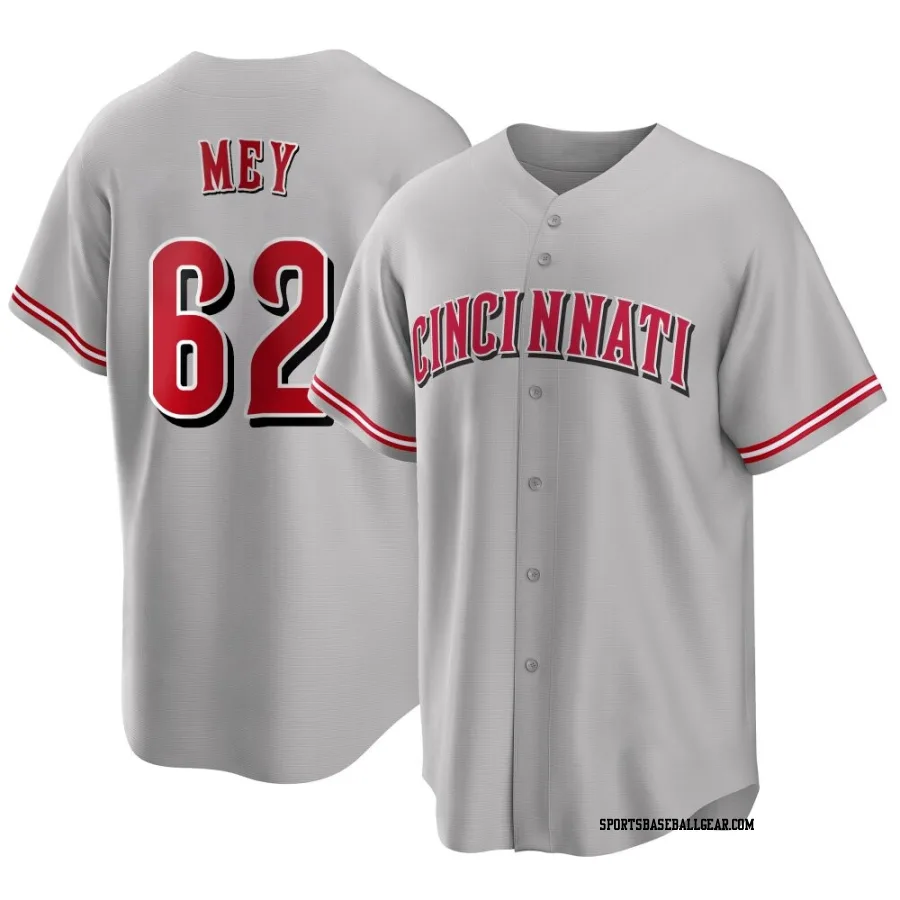 Luis Mey Men's Cincinnati Reds Gray Replica Road Jersey