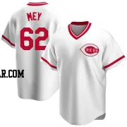 Luis Mey Men's Cincinnati Reds White Replica Home Cooperstown Collection Jersey