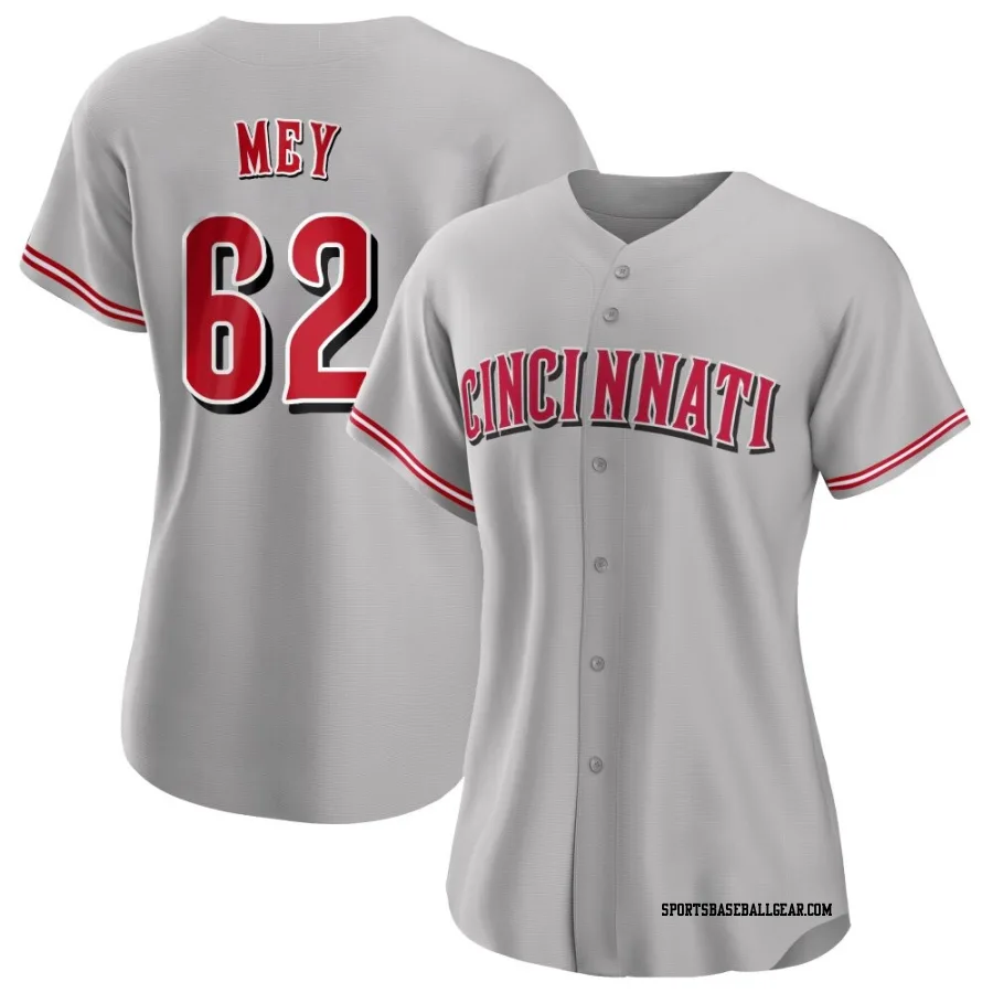 Luis Mey Women's Cincinnati Reds Gray Authentic Road Jersey