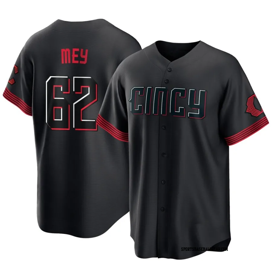 Luis Mey Youth Cincinnati Reds Black Replica 2023 City Connect Jersey